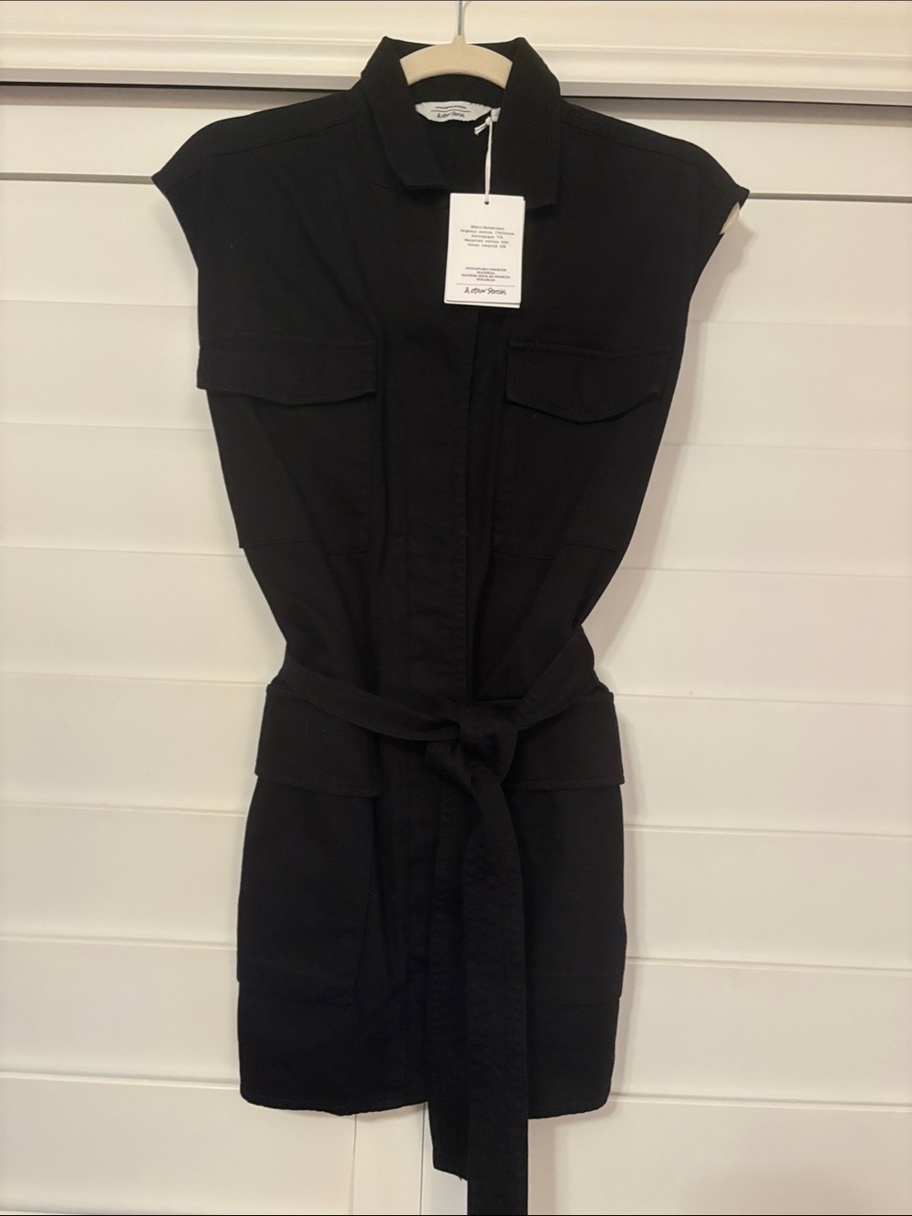 And Other Stories Sleeveless Black Utility Romper Set with Self Tie Waist